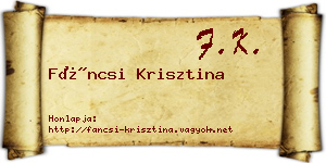 Fáncsi Krisztina névjegykártya